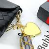 Custom Logo Y2k Keychain Popular Metal Gold Lipstick Mesh Pouch Keyring Pendant Portable Mirror Protective Key Chain Woman Ring