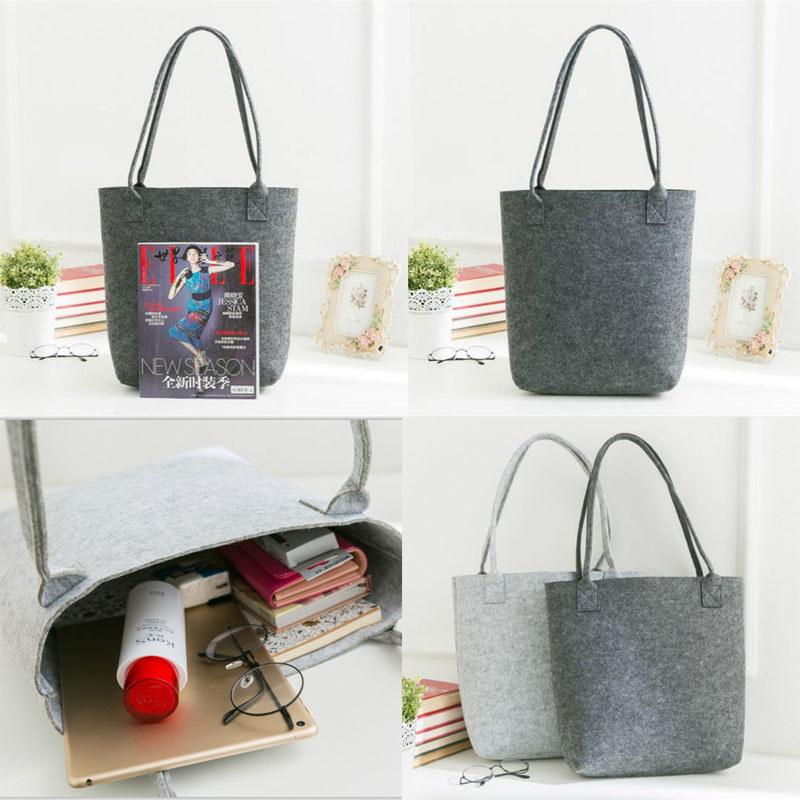 Elegant Gray Felt Handbag Featuring Spacious Interior And Modern Design