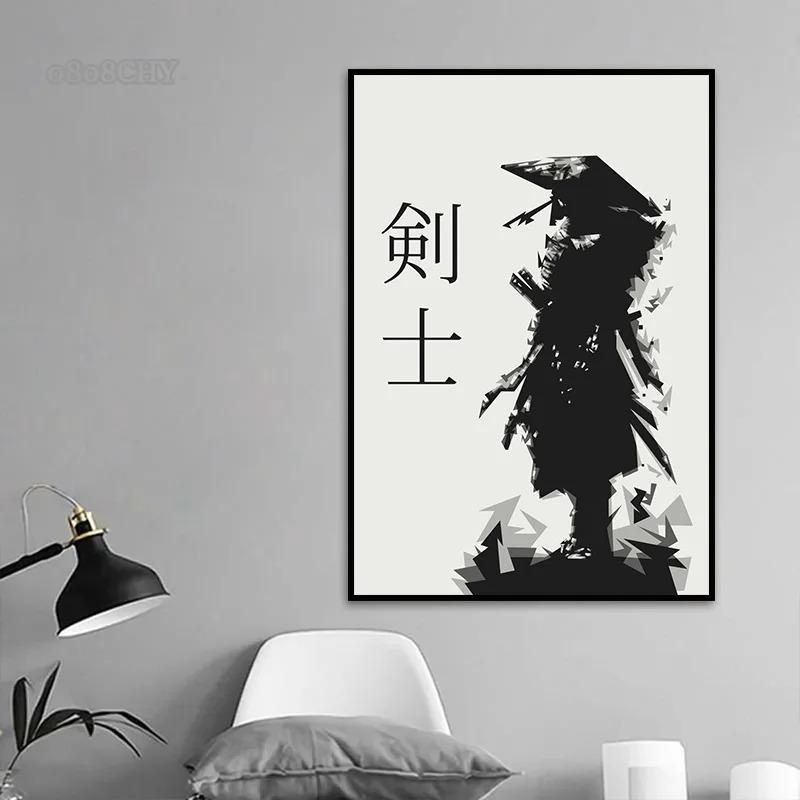 Japanese Bushido Samurai Kenshi Poster Prints Canvas Painting Abstract Portrait Wall Art Picture for Home Living Room Wall Decor