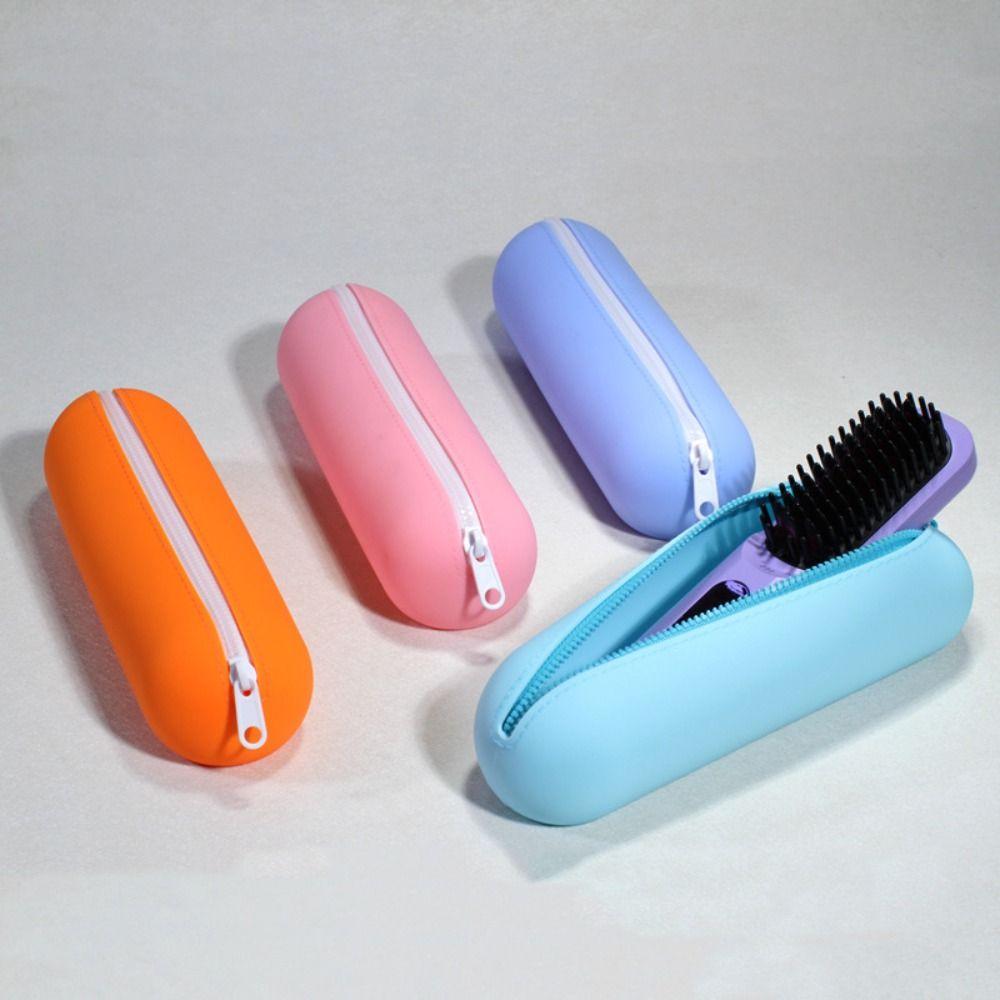 

Waterproof Silicone Pen Bag Zipper Cosmetics Storage Bag School Supply розовый