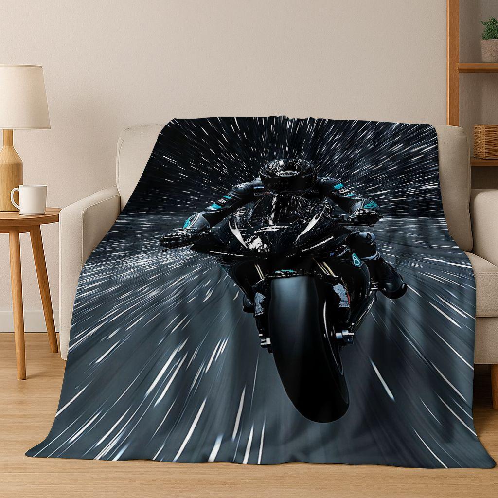 Personalized Motorcycle Rider Motorbike Art Flannel Blanket,Cozy Soft Throw Blanket for Home Bedroom Bed Sofa Picnic Cover Gift