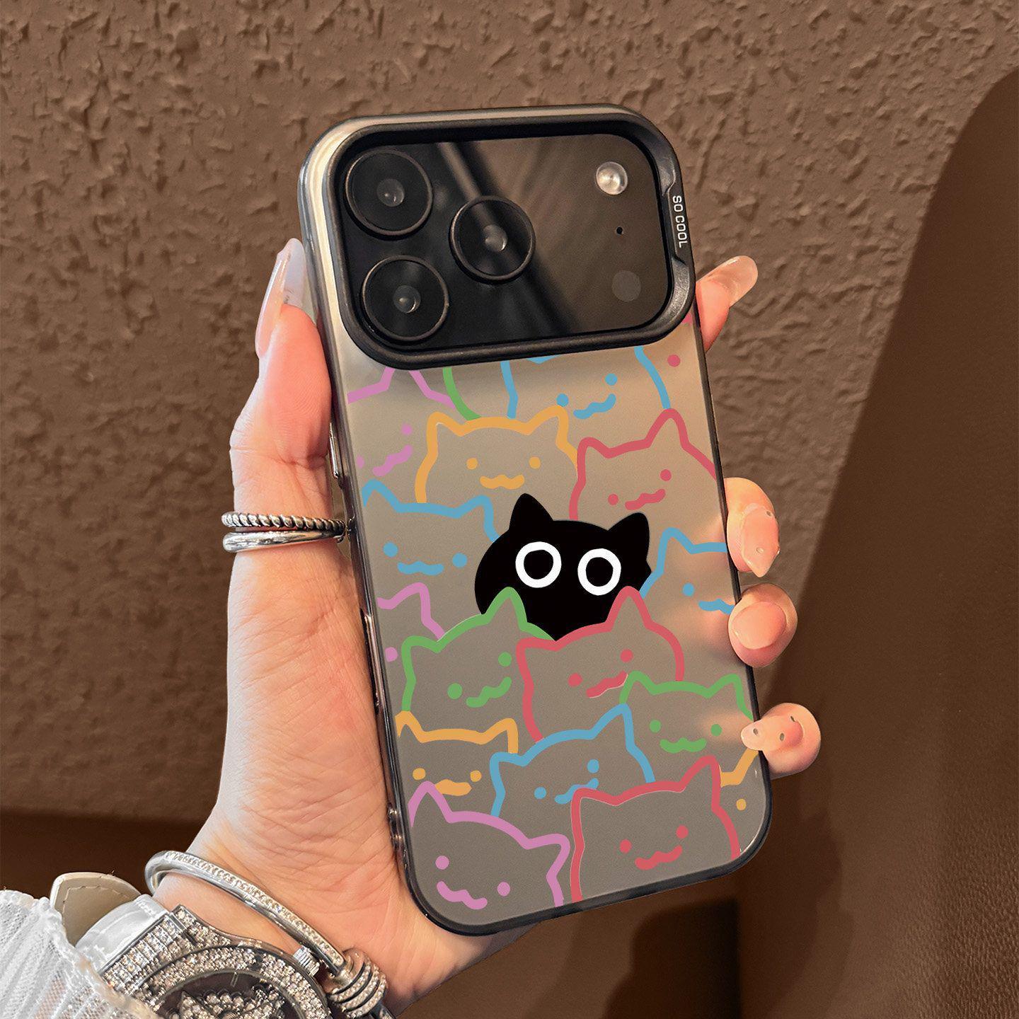 

Compatible with Apple 17 Pro Max, this artistic iPhone 16E case features a unique stacked line design with a cat motif. iPhone 13 Pro