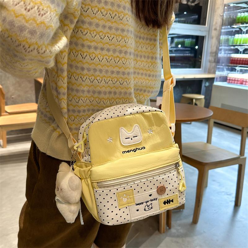 Taška přes rameno s potiskem kočky Studentská lehká crossbody taška