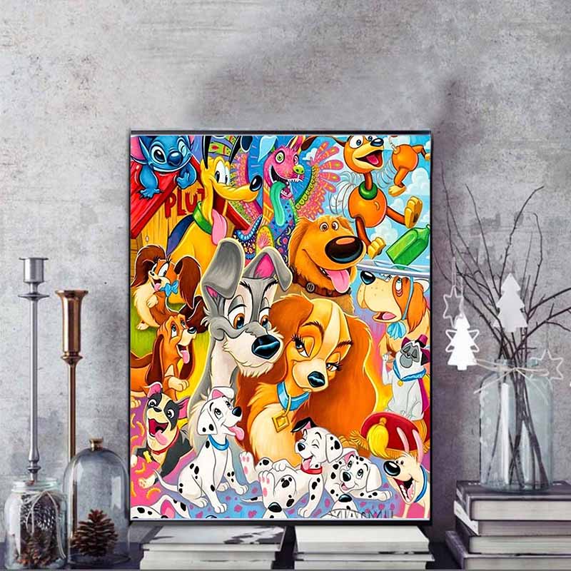 Disney Diamond Painting Disney All Star Dogs Illustration Mosaic Art DIY Cross Stitch Embroidery Set Full Diamond Home Decor Gift