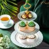 Bone China Double-Layer Fruit Plate European Living Room Creative Three-Layer Cake Rack Multi-Layer Afternoon Tea Snack Plate Coffee Table Ornament