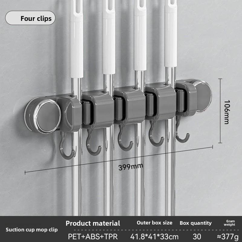 Suction Cup Mop Clamp, No Need for Drilling, Bathroom Household Mop Hook, Wall Hanging Clamp, Hanging Rack, No Trace, Strong Mop Rack