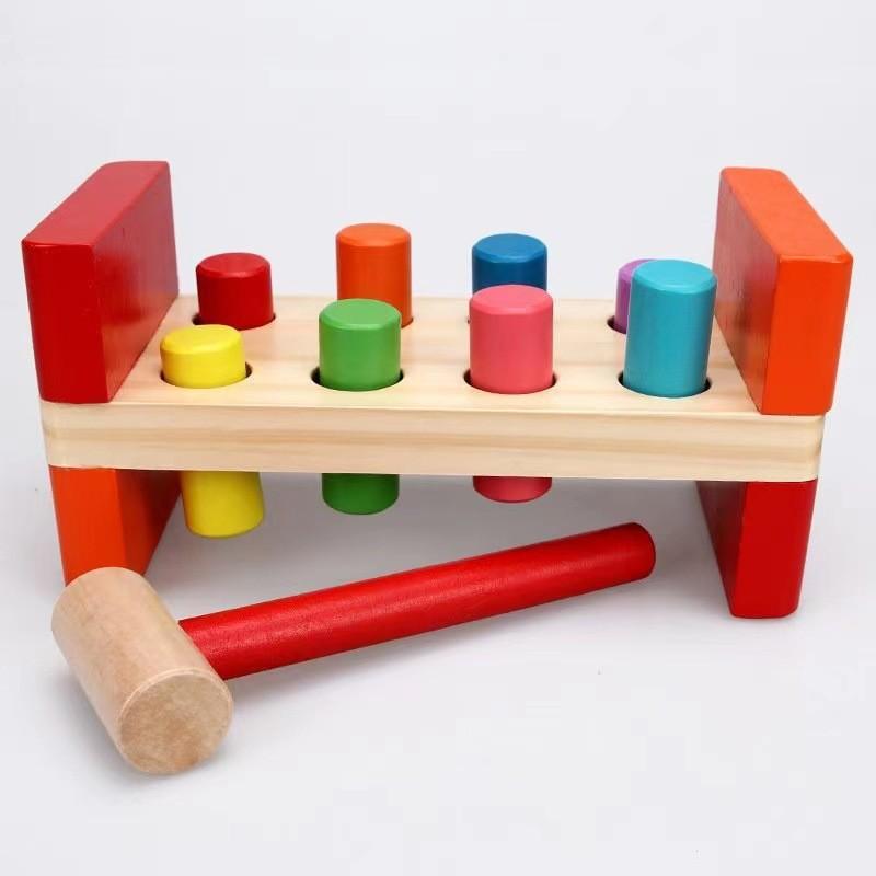 Children's wooden cartoon whack-a-mole percussion piling table Boys and girls percussion table Early education educational wooden toys