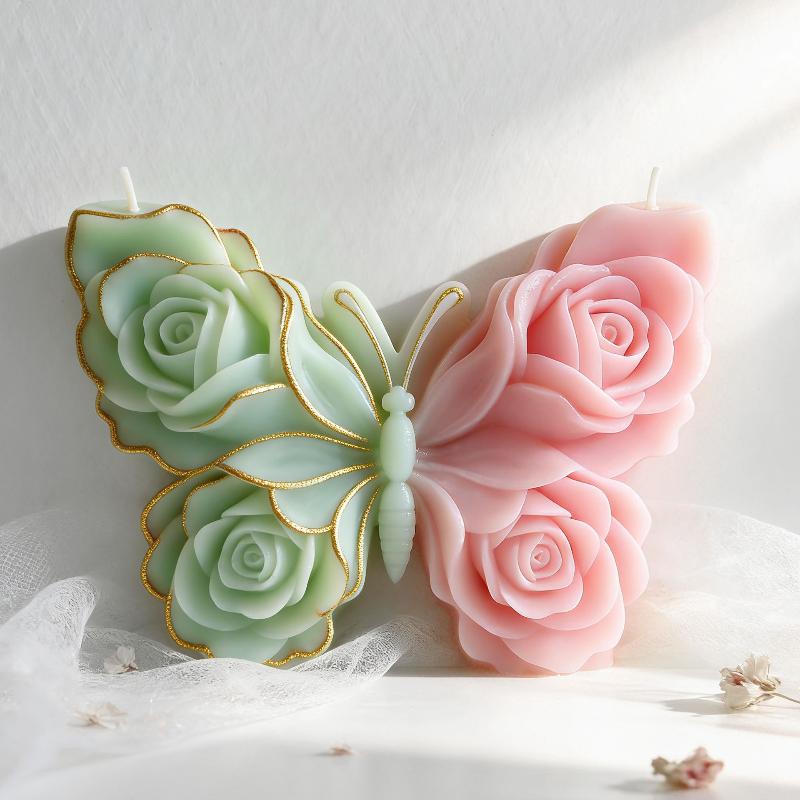 DIY Rose Schmetterling Form Silikonform Handgemachte Aroma Kerze Gips Epoxidharz Verzierung Form Seife Kerzen Herstellung Zubehör