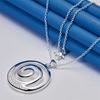 925 Sterling Silver 16-30 Inch Exquisite Spiral Circular Pendant Necklace for Women's Fashion Jewelry Wedding Accessories