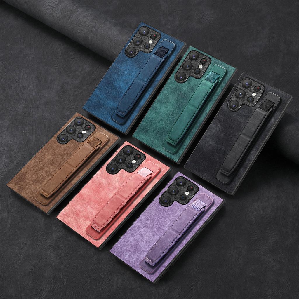 Wristband Vintage Leather Case For Samsung Galaxy S23 Ultra S22 Plus S24 S23FE A54 A14 A24 A34 A15 A25 A05 A55 A04 Skin Cover