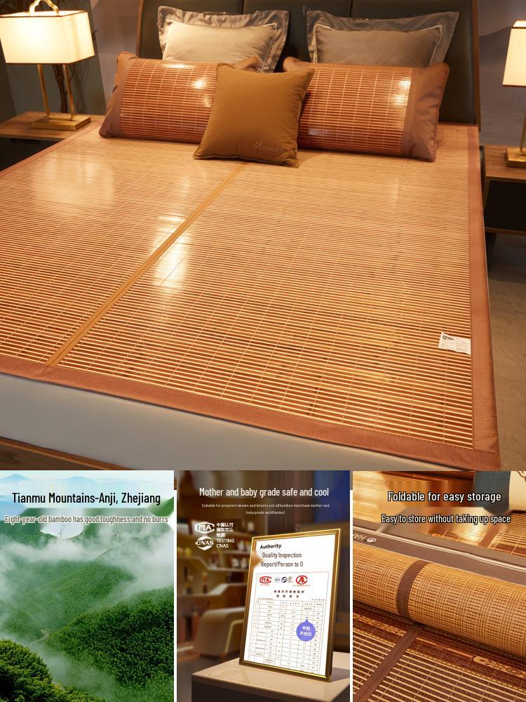 2024 Summer Hard Bamboo Cooling Mat: Foldable, Double-Sided for Dorms and Bedrooms