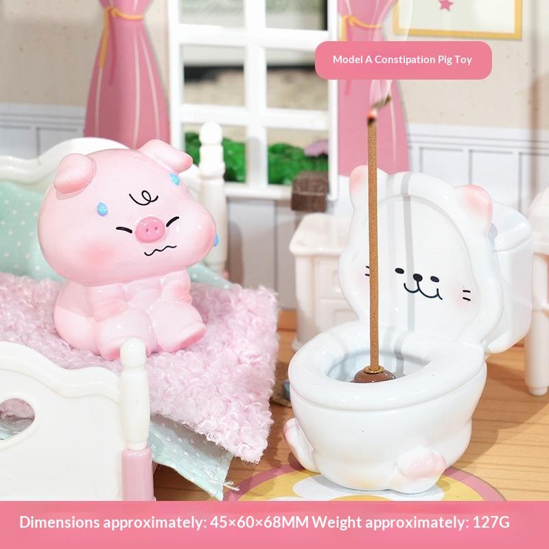 Adorable Pig On Toilet Figurine Whimsical Decor For Home Office Car Ideal Gift For Friends Versatile Indoor