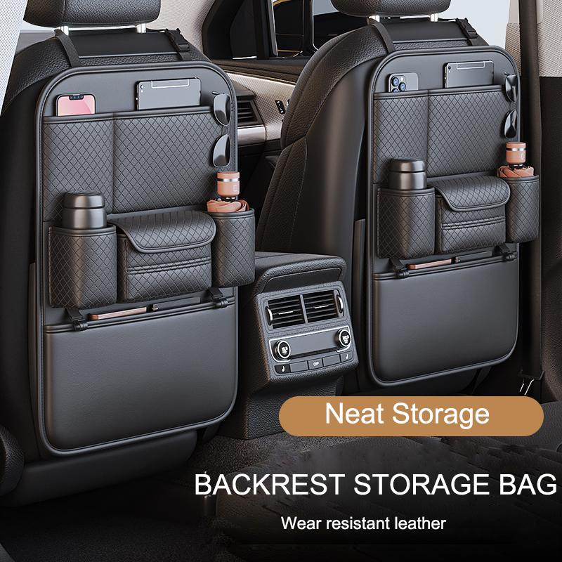 Car Seat Back leather Organizer High-Capacity Multi-functional Multi-Pocket Backseat Storage Bag Wear-Resistant Anti Kick Mat