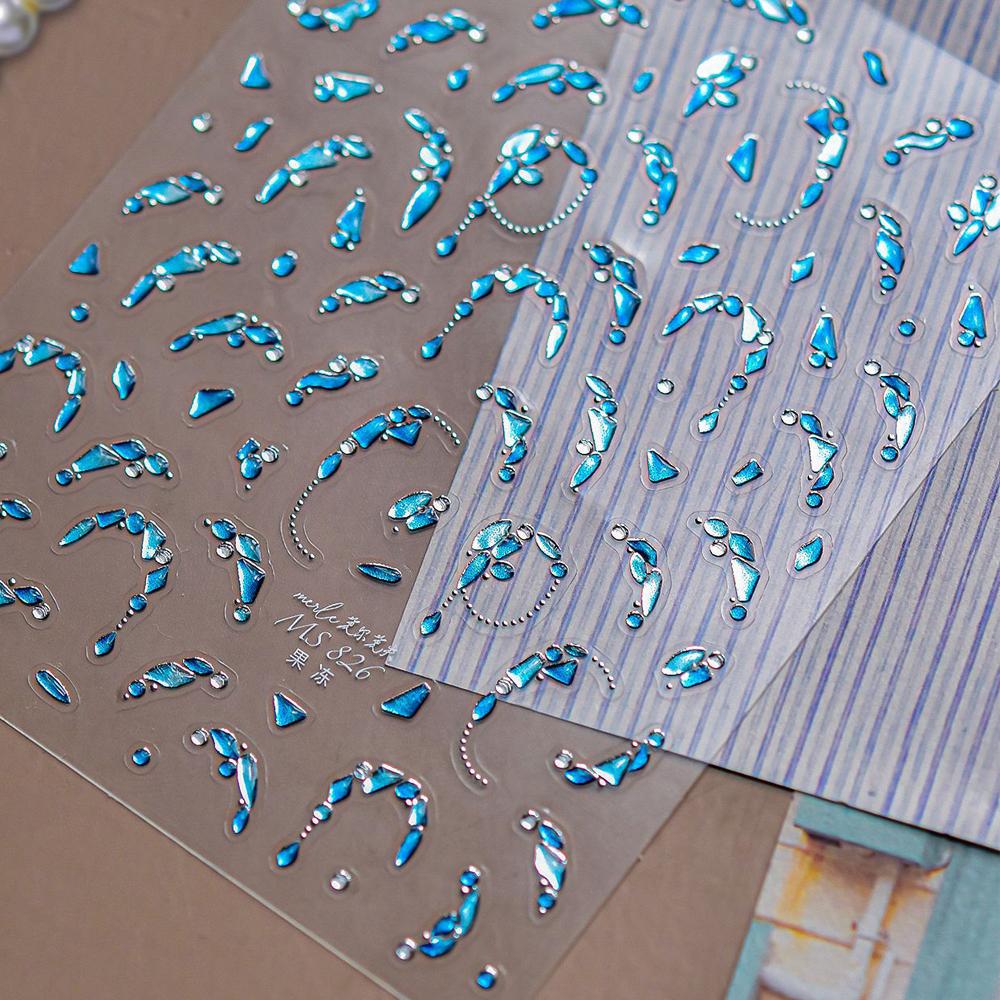 1pcs Ocean Marine Life Jellyfish Dolphin Shell Starfish Frangipani Ocean 5D Nail Art Stickers Embossed Nail Decals