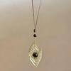 Vintage Brown Tiger Eye Stone Pendant Necklace For Women Fashion Long Rope Sweater Chain Necklaces