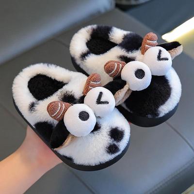 Kids' Cute Cow Non-Slip Cotton Slippers for Boys - Indoor/Outdoor, Autumn/Winter 2024