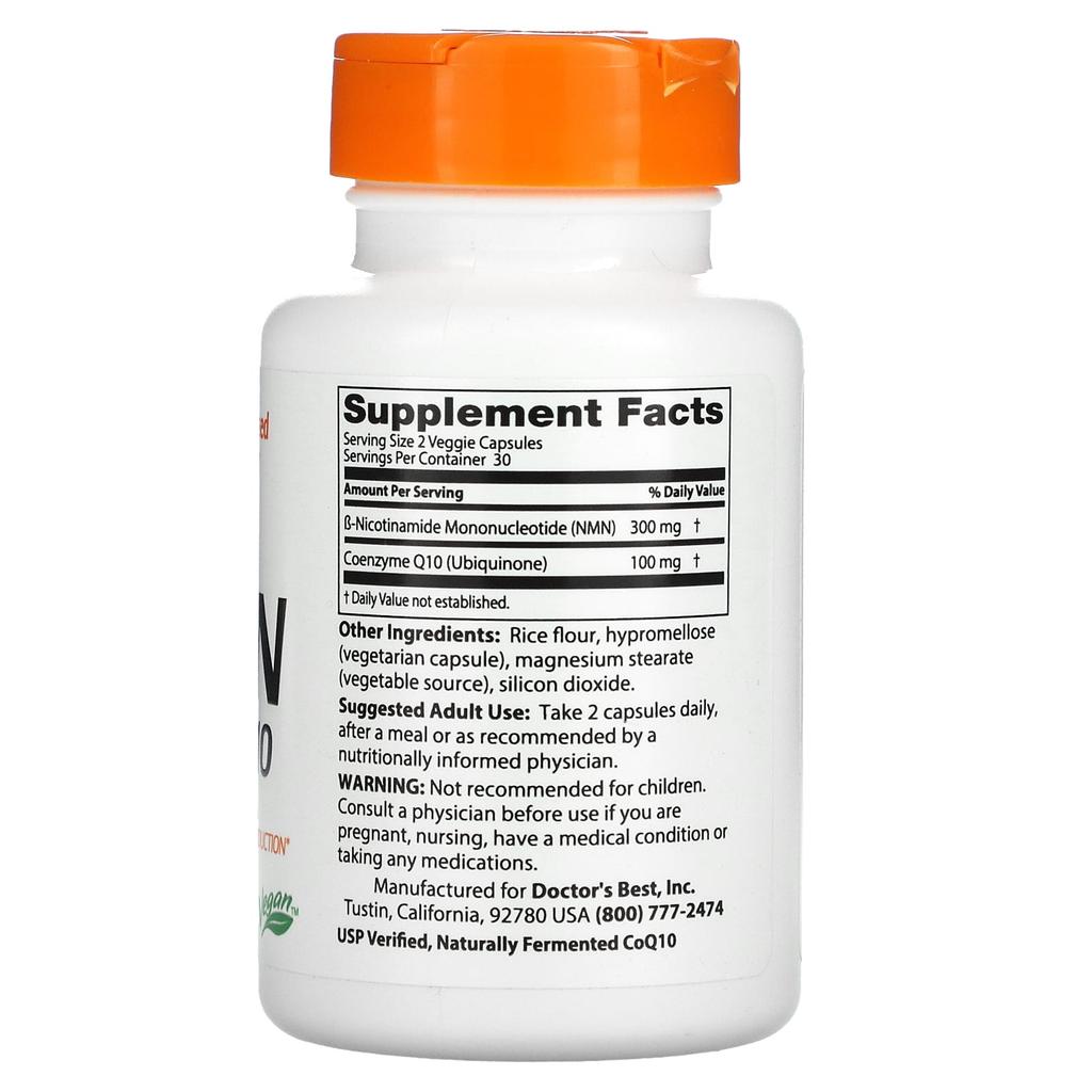 Doctor's Best, NMN 150mg + CoQ10 50mg, 60 bitkisel kapsül