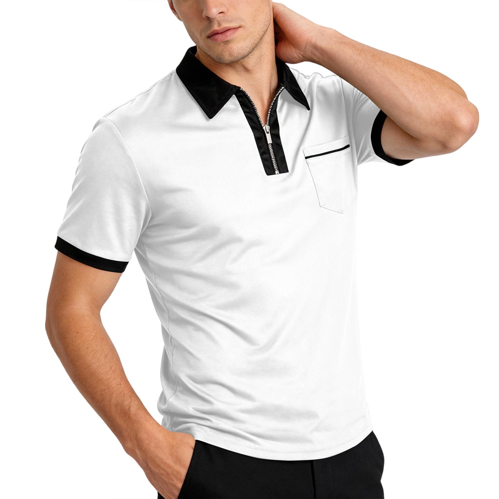 

Men s Short,sleeved Zipper,up Jacket Casual Shir M білий