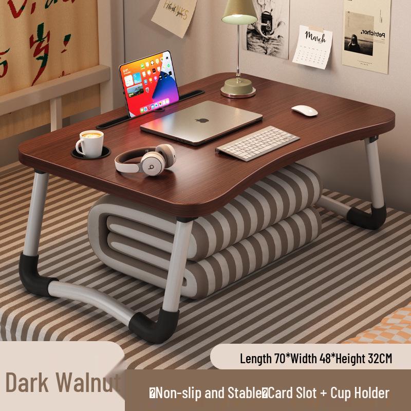 Folding Bedside Desk/Table for Laptop & Study - Bay Window, Bedroom, or Pit Use with Large Brackets