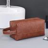 Men Leather Travel Business Shaving Cosmetic Bag Portable Toiletry Bag Large Capacity Organizer Handheld Toiletry Kits