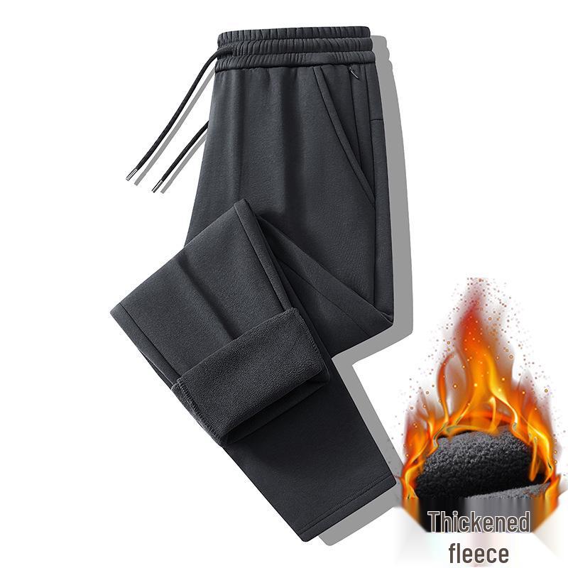 Men's Plus Velvet Thickened Coral Fleece Sweatpants for Autumn/Winter - Large Size Casual Dad Pants