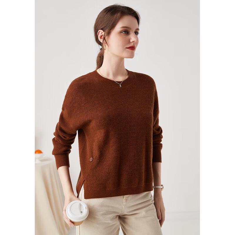 Zhaojun Women's Pure Cashmere Round Neck Knit Sweater