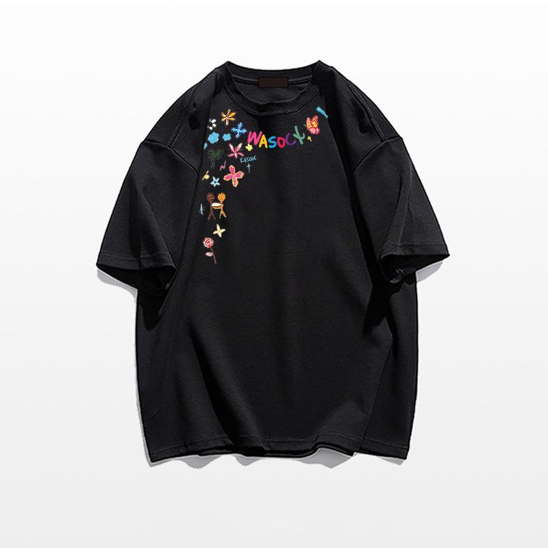 Fat MM cotton design short-sleeved t-shirt women's new summer American high street half-sleeved loose chic top