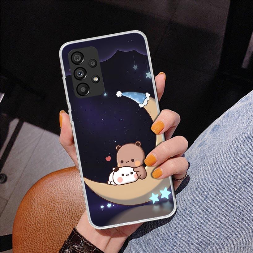 Cute Peach Goma Cat Phnoe Case for Samsung Galaxy A17 A37 A57 A16 A26 A36 A56 A15 A14 A13 A55 A54 A53 A35 A34 A33 A25 A24 A23 A5