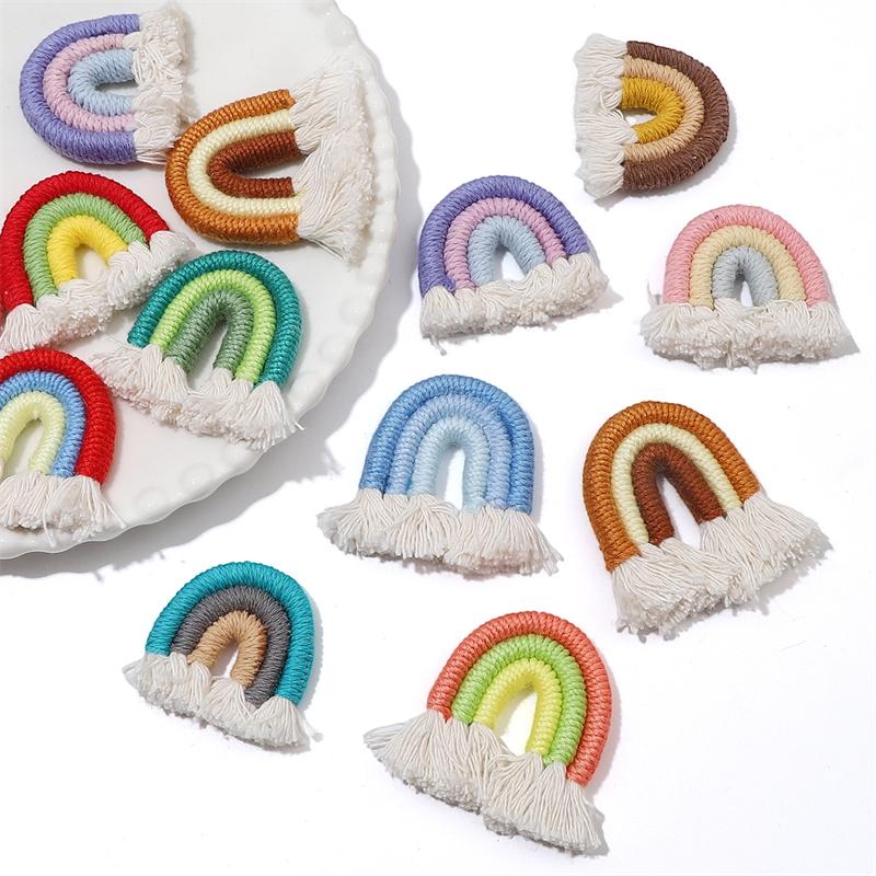 1pc Handmade 45mm Braided Cotton Tassle Charm Pendnat for Earring Necklace Keychain DIY Jewelry Craft Making