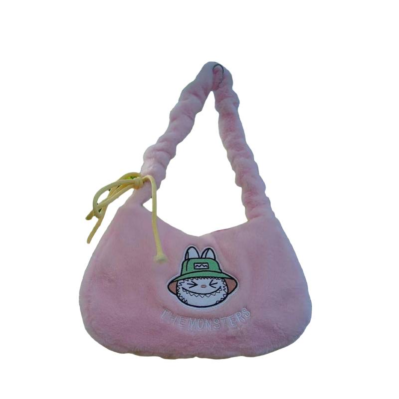 

Women Plush Pattern Elastic Force Handbag Shoulder Crossbody Bag Gift розовый