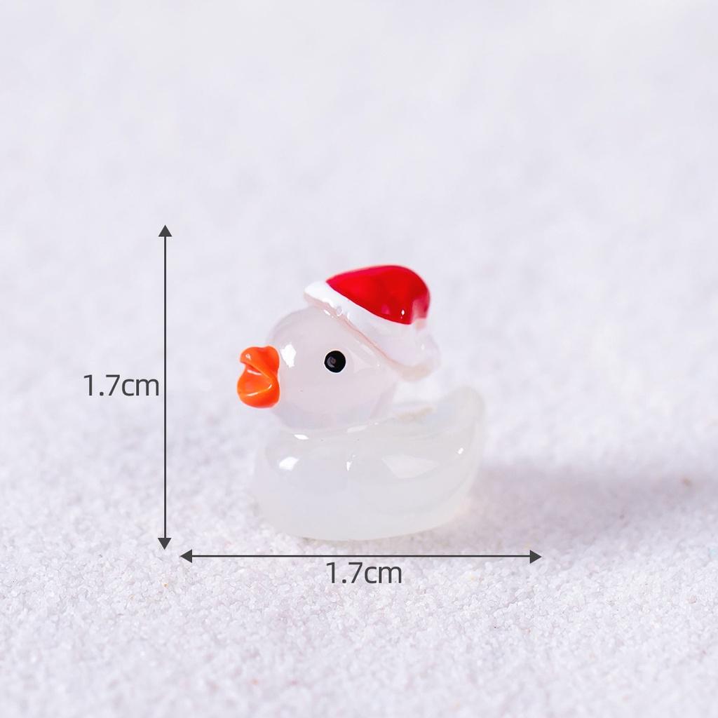 10 Teile/los Nette Leuchtende Weihnachten Ente Tier Miniaturen Mini Figur Glow in The Dark Fee Garten Dekoration Moos Terrarium Mikro landschaft