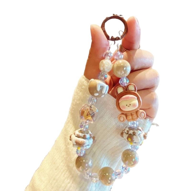 Beaded Phone Bracelet Strap,Phone Beaded Wrist Strap Phone Bracelet Lanyard for Women Phone Keychains Charm