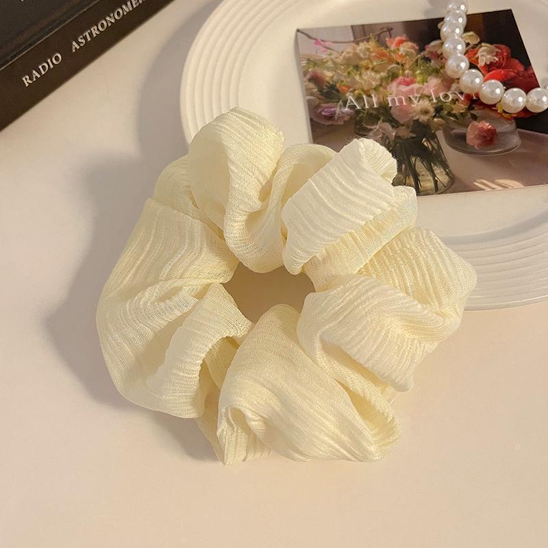 Cream-Colored Large Intestine Hair Tie: Luxurious, Versatile, Gentle on Hair, Sweet Women s Accessory.