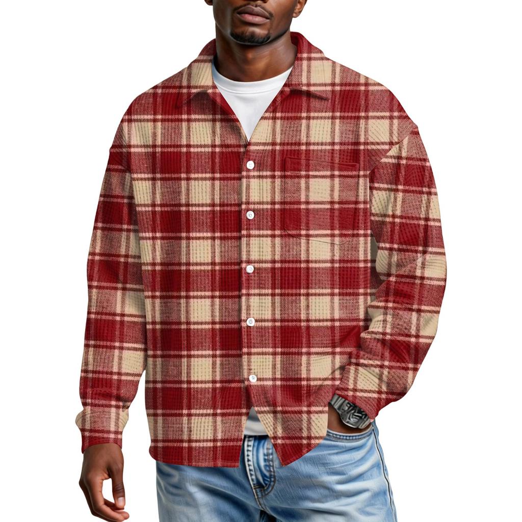 Chemise Décontractée à Boutons et Manches Longues pour Homme avec Poche