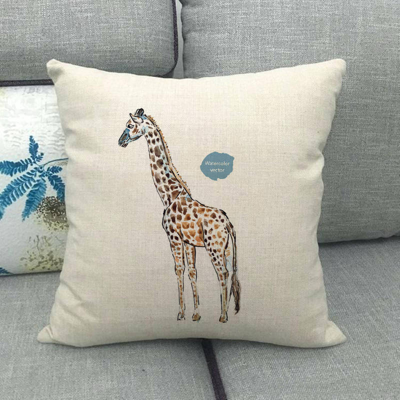 Simple painted African animals Digital printing short plush pillow covers for car sofa office cushion cover home goods