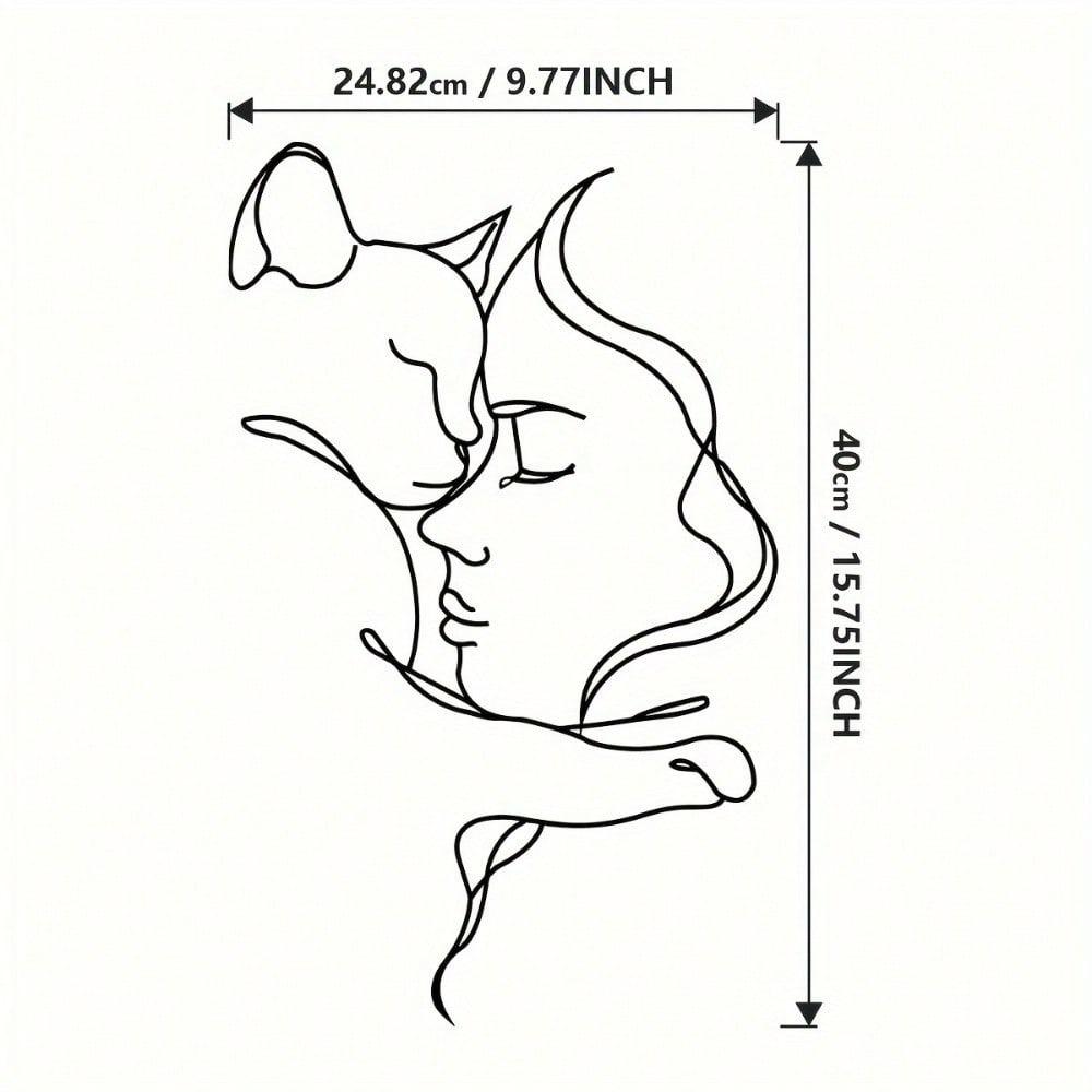 Metalowa Dekoracja Ścienna Sylwetka Kota, Efekt 3D Cienia Wystrój Domu, Prezent na Parapetówkę Walentynki dla Miłośników Kotów
