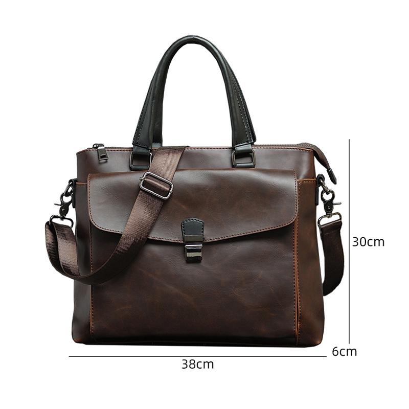 Men Briefcase Crazy Horse Leather Portable Briefcase Men's Business Trip Lightweight Handbag Retro PU Leather Business Computer Bag Men's Portable