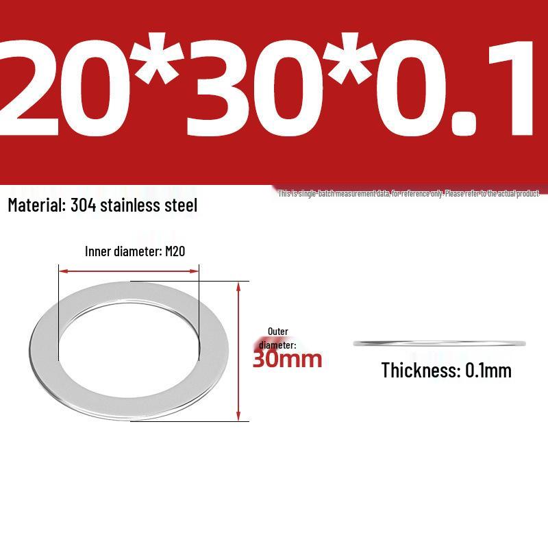 304 Stainless Steel Ultra-Thin Flat Washers - Available in Thickness: 0.1mm, 0.2mm, 0.3mm, 0.5mm