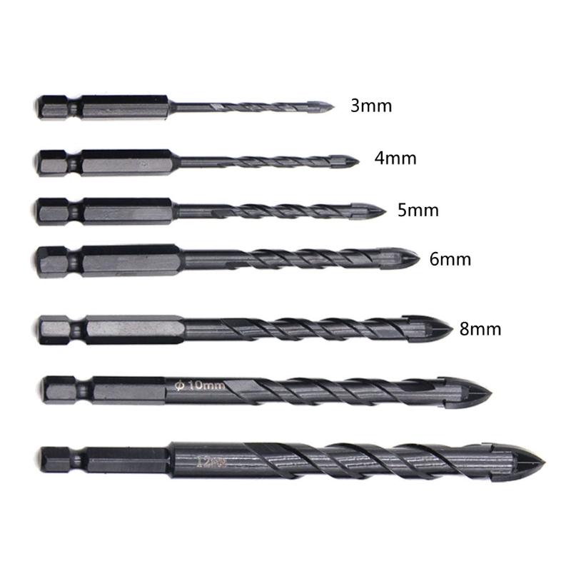 Practical for Cross Hex Tile Drill Bit 3/4/5/6/8/10/12mm for Triangle Bit Hard Alloy Hole Opener for Brick Wall Ceramic