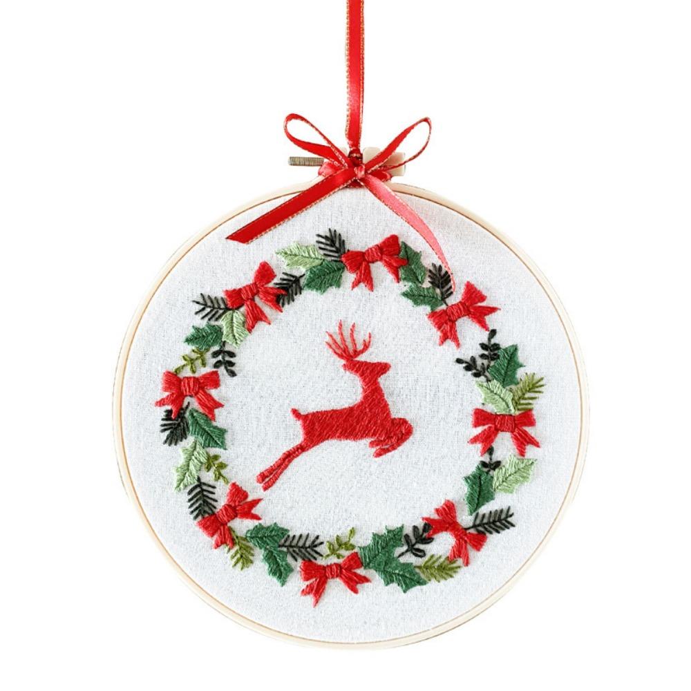Printed Pattern Christmas Embroidery Kit Handmade Embroidery Starter Kit Practice