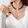Boho Beaded Jewelry Set Irregular Imitation Pearl Charm Necklace Bracelet for Summer Beach Vacation Accessory