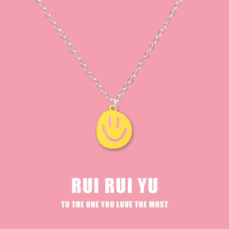 

CUCU изысканное цветное ожерелье со смайликом, ожерелье из нержавеющей стали для женщин, ожерелье с геометрическим рисунком звезды, луны и сердца, цепочка, ожерелье, ювелирные изделия 1 PC жёлтый