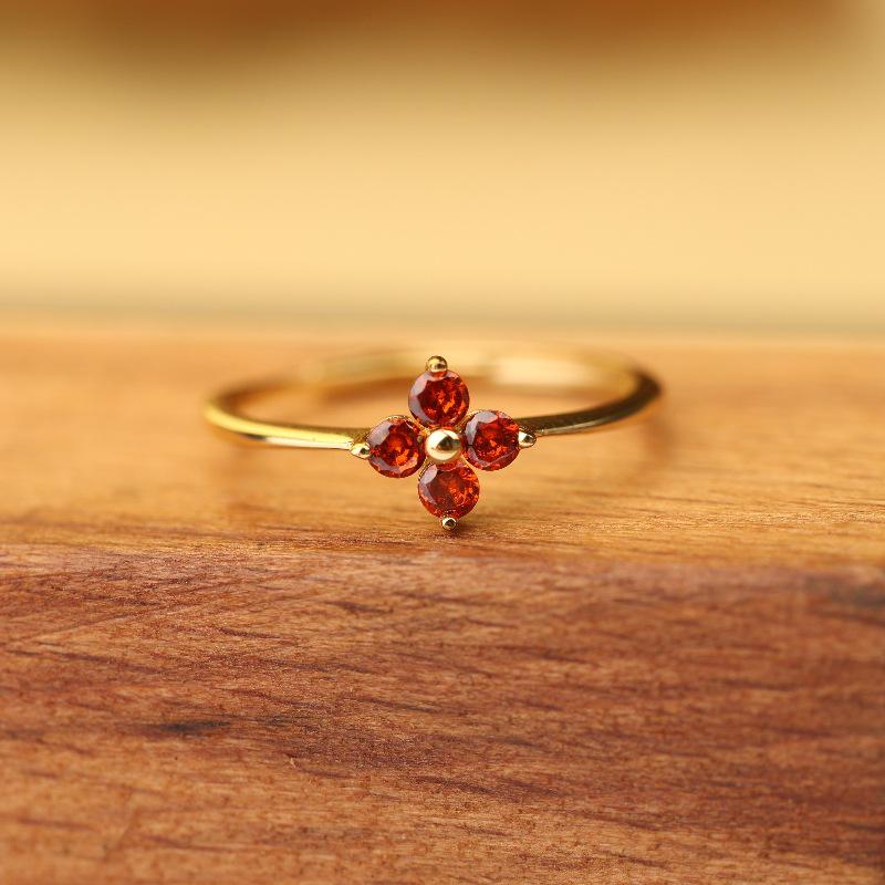 S925 Sterling Silver Four-Leaf Clover Diamond Ring - Light Luxury Design, Adjustable, Simple, and Fresh