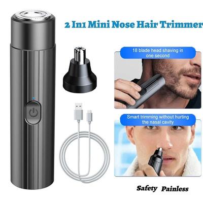 2-in-1 elektrischer Nasenhaarschneider, Mini-Rasierer für Männer, Nasen-Ohr-Haarentfernung, Augenbrauen-Bartschneider, USB-wiederaufladbarer tragbarer Rasierer, sicheres Trimmwerkzeug