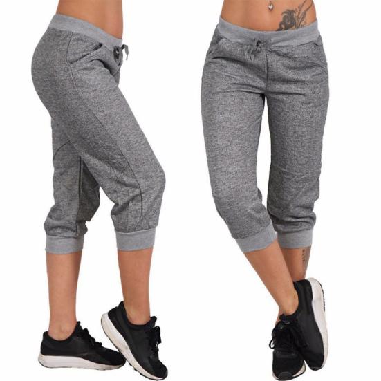 Summer Sports Women Summer Drawstring Capri Pants Jogging?Baggy Harem Trousers