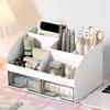 Office Desk Organizer with 6 Compartments and 2 Transparent Drawers Kids Desk Organiser for Pen Pencil Holder Desk Organizers Aesthetic Desk Decor Bu