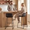 Modern Bar Stools Set of 2, PU Leather Barstools, Counter Height Kitchen Chairs for Breakfast Bars, Dining Room, Black