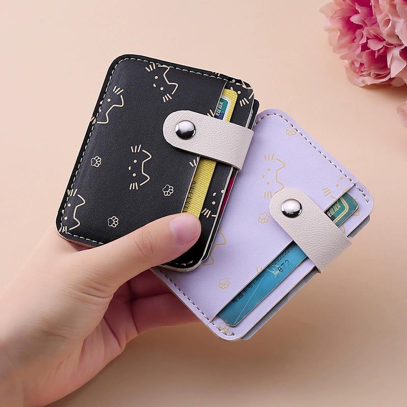 Portacarte con Fantasia Gatto Carino Donna Mini Portafoglio Multi-Scomparti Portatessere Anti-Magnetico Organizzatore di Carte Portafoglio Per Signore