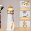 Lighthouse Lamp Moon Projector - Cordless Night Light for Nightstand w/ Remote Control, 2700K Warm Light & Moonlight Projection
