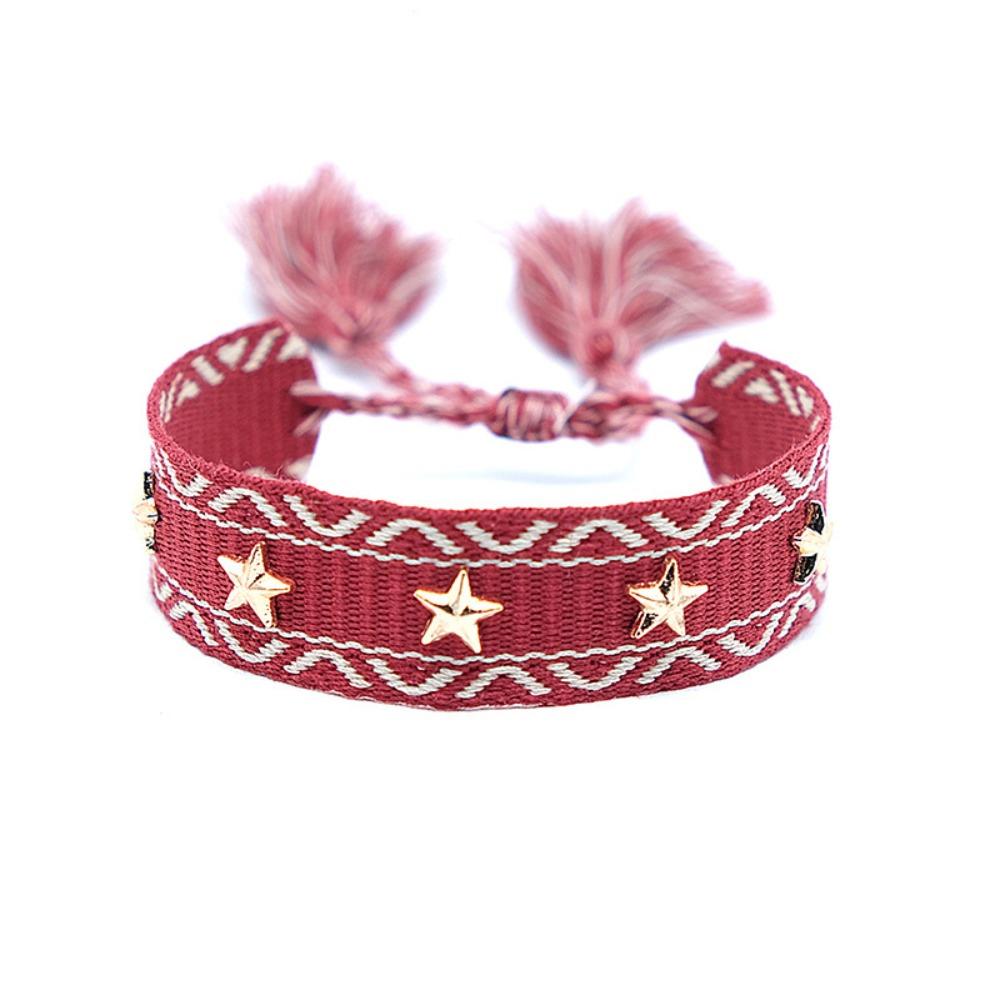 Polyester Handcrafted Bracelet Star/Heart Accent Woven Bracelet Popular Bohemian Wristband